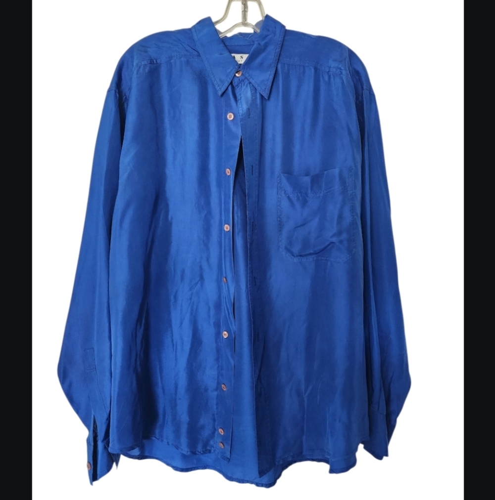 Basix Vintage Men's Button-Down Silk Shirt M